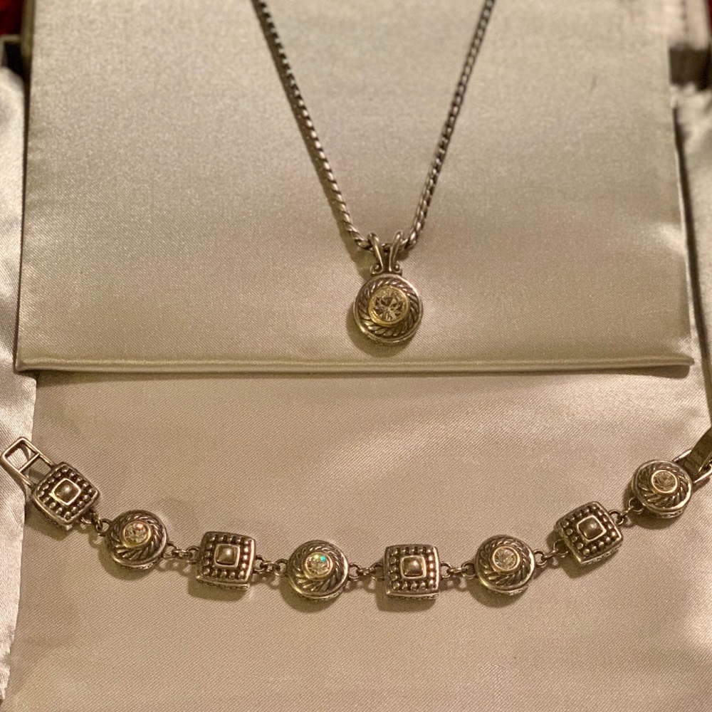 | Vintage Brighton Silver & Gold Pendant Necklace